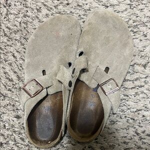 Birkenstock Taupe Suede Slip-Ons